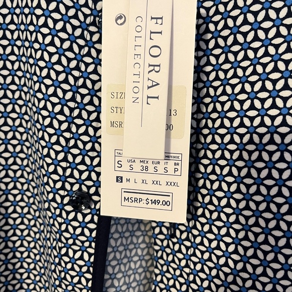 Blue Stone Collection Button Front Shirt Blue Floral Modern Fit NWT MSRP $149 SM - Picture 5 of 12